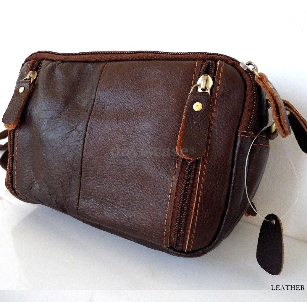 DAVISCASE genuine soft leather men's shoulder wallet bag with pocket waist pouch, versatile and stylish for men and women.