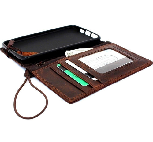 Handmade genuine Italy leather iPhone 6 Plus case with flip cover, wallet design, credit card slots, slim and stylish.