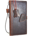 Dark brown genuine vintage leather Samsung Galaxy Note 8 wallet case with magnetic closure, card slots, and stand feature.