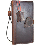 Genuine vintage leather case for samsung galaxy note 8 book wallet magnetic closure cover stand cards slots Dark brown slim daviscase