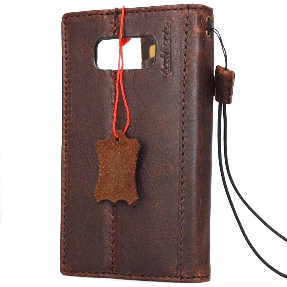 Brown handmade leather case for Samsung Galaxy Note 9 with card slots, slim book wallet style by DAVISCASE.