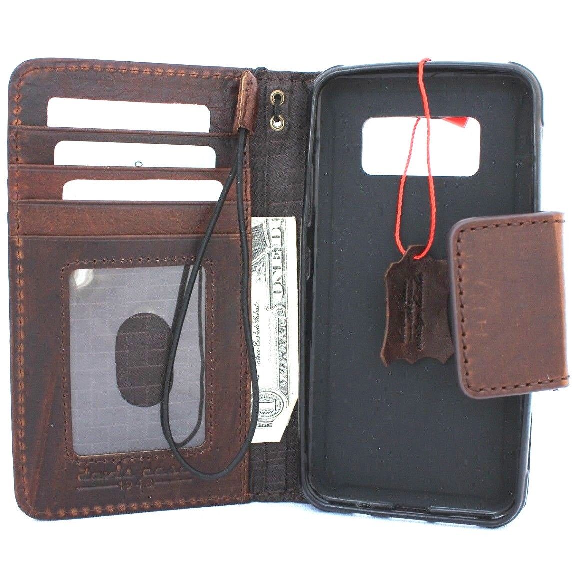 Genuine Italian oiled leather Samsung Galaxy S8 Active magnetic book wallet case, handmade sporty leather phone cover.