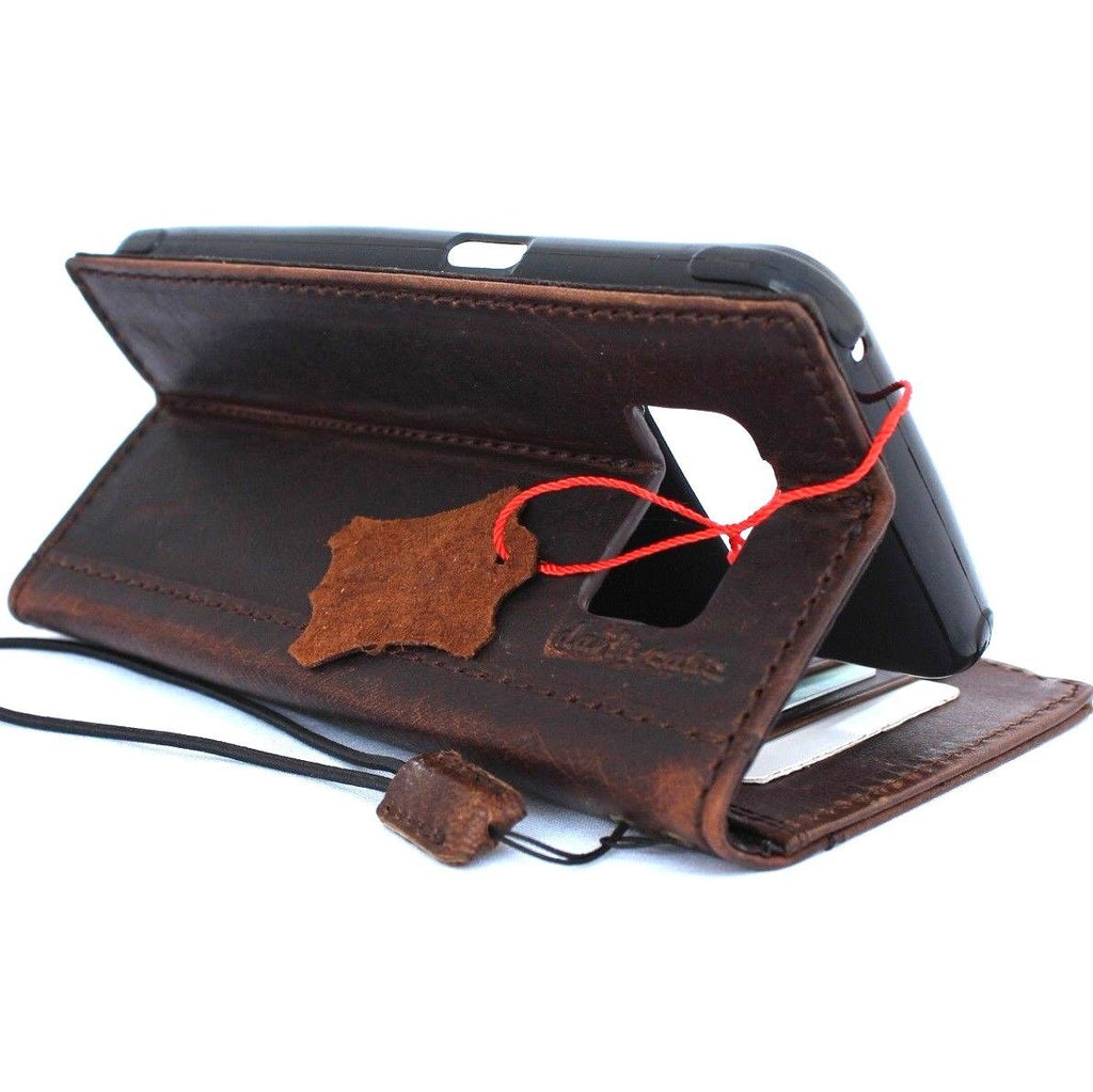 Handmade genuine Italian leather case for Samsung Galaxy S8 Active with wallet-style design and mag holder, crafted by DavisCase.