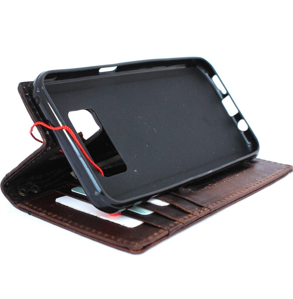 Genuine high-quality leather wallet phone case for Samsung Galaxy S8 Active with magnetic closure and classic design.