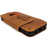 Étui en cuir véritable pour Samsung Galaxy S9 couverture de portefeuille de livre Cartes amovibles détachables fenêtre d'identification vintage Tan brun mince daviscase