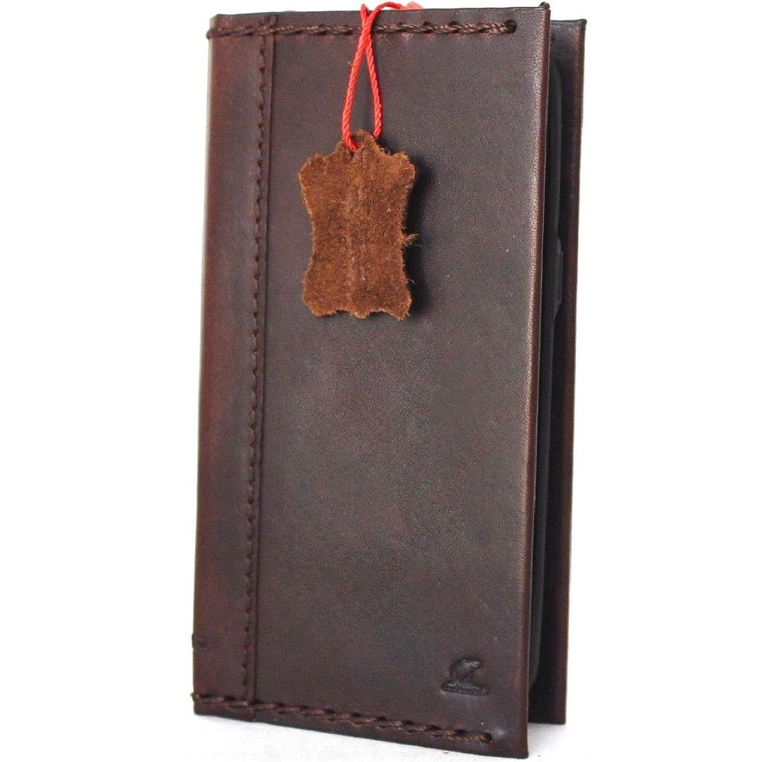 Soft brown leather wallet case for Samsung Galaxy S8 Plus with card slots, handmade by DAVISCASE, featuring a 48-design pattern.