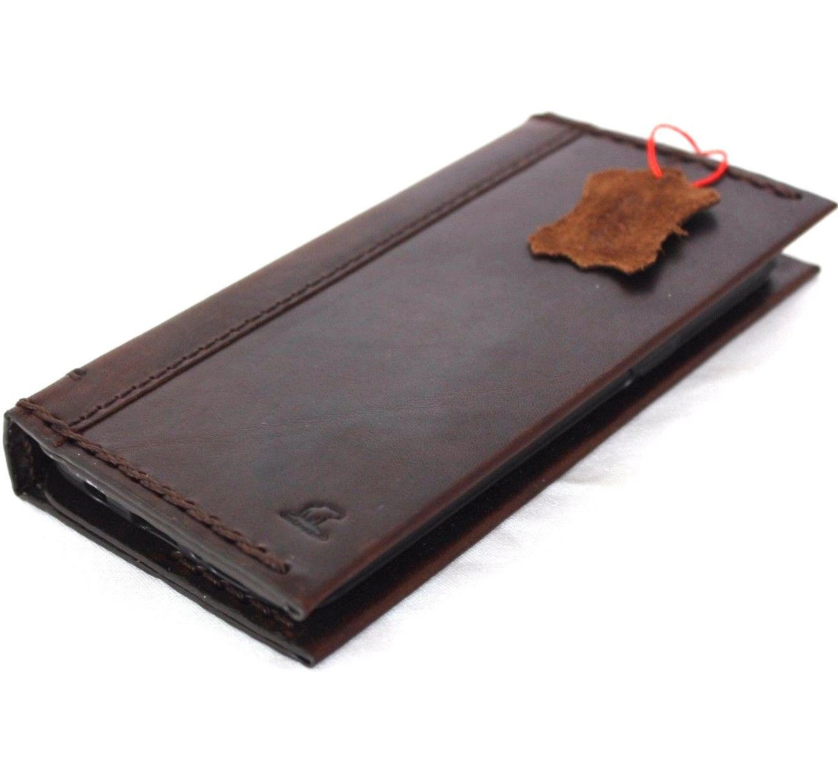 Genuine vintage brown leather Samsung Galaxy S8 Plus wallet case with card slots, handmade by DAVISCASE.