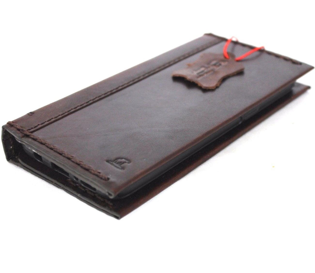 Brown genuine leather wallet case for Samsung Galaxy S8 Plus with card slots, handmade by DAVISCASE.
