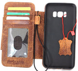 Echtleder-Hülle für Samsung Galaxy S8 Plus, Buch-Brieftaschen-Cover, abnehmbare, abnehmbare Kartenfächer, Ausweisfenster, Vintage-Braun, schlankes Daviscase