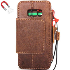 Genuine leather Case for Samsung Galaxy S8 Plus book wallet coverbCards Removable detachablebbslots id window vintage brown slim daviscase