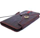 Genuine Leather Case for iPhone X book wallet closure cover Cards slots Slim vintage bright brown Daviscase  wireless charging