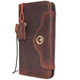 Genuine Leather Case for iPhone XS book wallet closure cover Cards slots Slim vintage bright brown Daviscase  wireless charging
