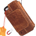 Genuine full leather wallet case for iPhone SE 5c 5s with magnetic detachable cover and credit card slots, black color.