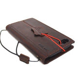 Genuine Dark Vintage leather iPhone 7 case cover wallet credit holder book luxury Davis