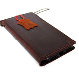 Echtes dunkles Vintage-Leder für iPhone 7, Brieftasche, Kreditkartenetui, Buch, luxuriös, Davis