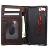 Genuine Dark Vintage leather iPhone 7 case cover wallet credit holder book luxury Davis