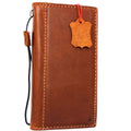 Genuine full leather iPhone 8 Plus case cover with wallet design, credit card slots, slim tan top grain leather by DAVISCASE.