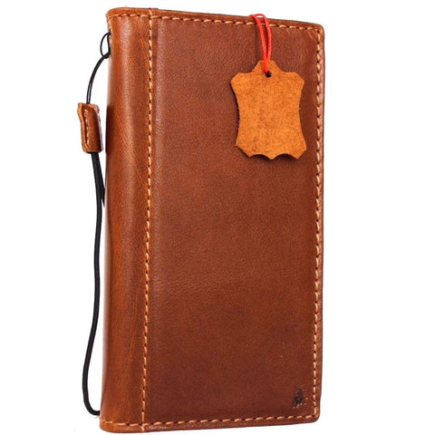 Genuine Full leather iPhone 8 Plus Case Cover Wallet Credit Cards Holder Book Luxury Slim Tan Top Grain DavisCase