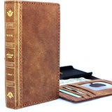 Echtleder-Hülle für iPhone 8 Plus, Bibel-Buch-Brieftaschen-Cover, Kredit-Halter-Fächer, luxuriös, Vintage, hellbraun, schlank, Jafo 1948