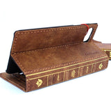 Étui en cuir véritable pour iPhone 8 plus bible livre portefeuille couverture crédit titulaire fentes luxe vintage brun brillant mince Jafo 1948