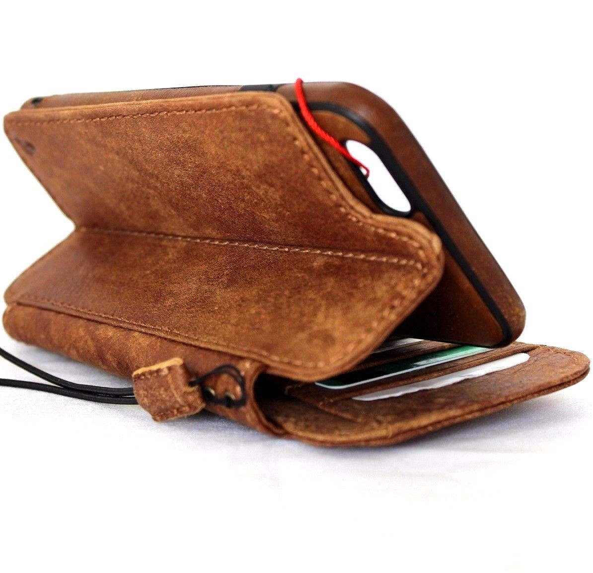 Handmade genuine Italian leather iPhone 6/6s wallet case with detachable credit holder and slim, luxurious design.