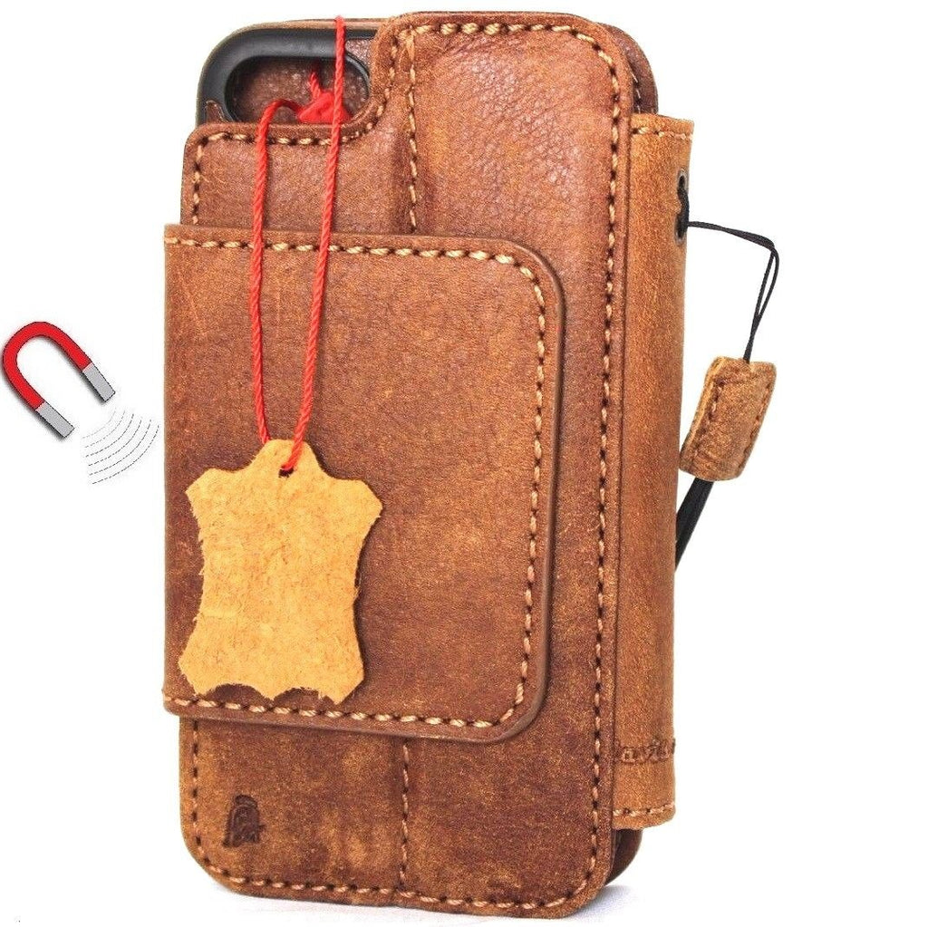 Genuine Italian leather iPhone 6/6s wallet case with removable credit card holder and secure book-style cover.