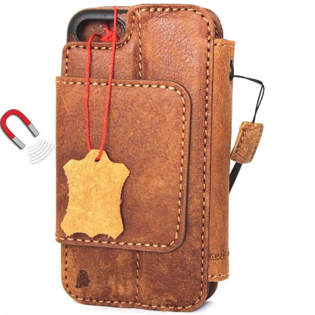 Genuine Italian leather iPhone 6/6s wallet case with removable credit card holder and secure book-style cover.