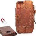 Genuine full leather removable wallet case for iPhone 6s Plus with credit card slots, magnetic closure, handmade by vendor-unknown.