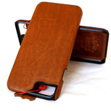 Véritable cuir naturel iPhone 8 cas couverture portefeuille mince support livre de luxe rétro classique