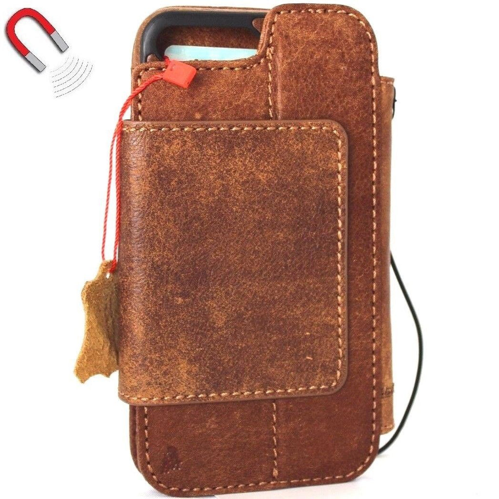 Genuine full soft leather removable case for iPhone 8 Plus with magnetic wallet and card slots by DavisCase.