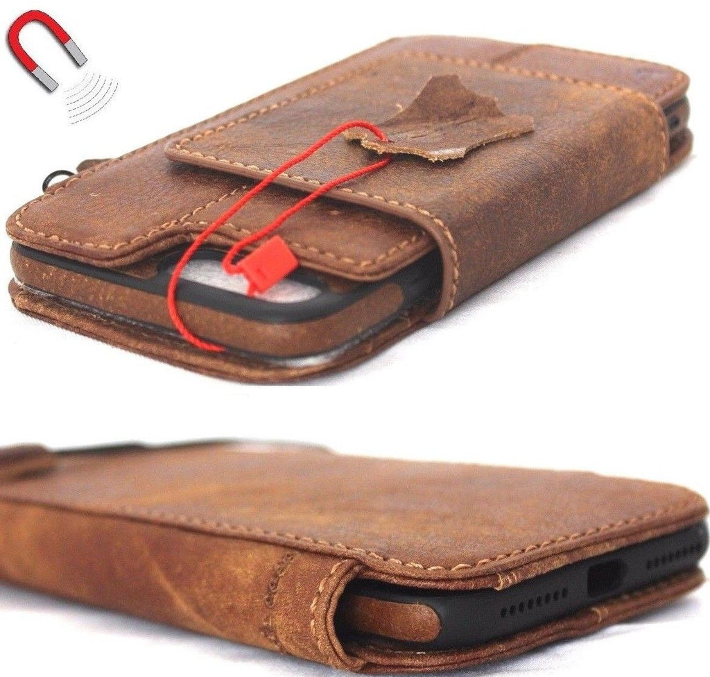 Genuine full soft leather iPhone 8 Plus removable case with wallet card holder and magnetic detachable cover by DavisCase.