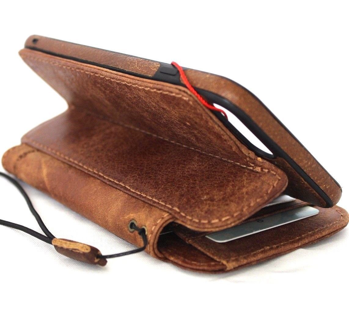 Genuine full soft leather removable case for iPhone 8 Plus with wallet-style cover, card slots, ID window, magnetic closure by DavisCase