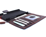 Étui en cuir véritable pour iPhone X livre portefeuille fermeture magnétique couverture fentes pour cartes mince vintage marron Daviscase D