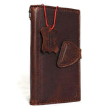 Genuine Leather Case for iPhone X book wallet magnet closure cover Cards slots Slim vintage brown Daviscase D