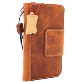 Genuine Leather Case for iPhone XS wallet magnetic closure Cards slots holder Slim retro lite brown jafo 48