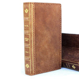 Genuine Leather Case for iPhone X book bible wallet closure cover Cards slots Slim vintage bright brown Daviscase
