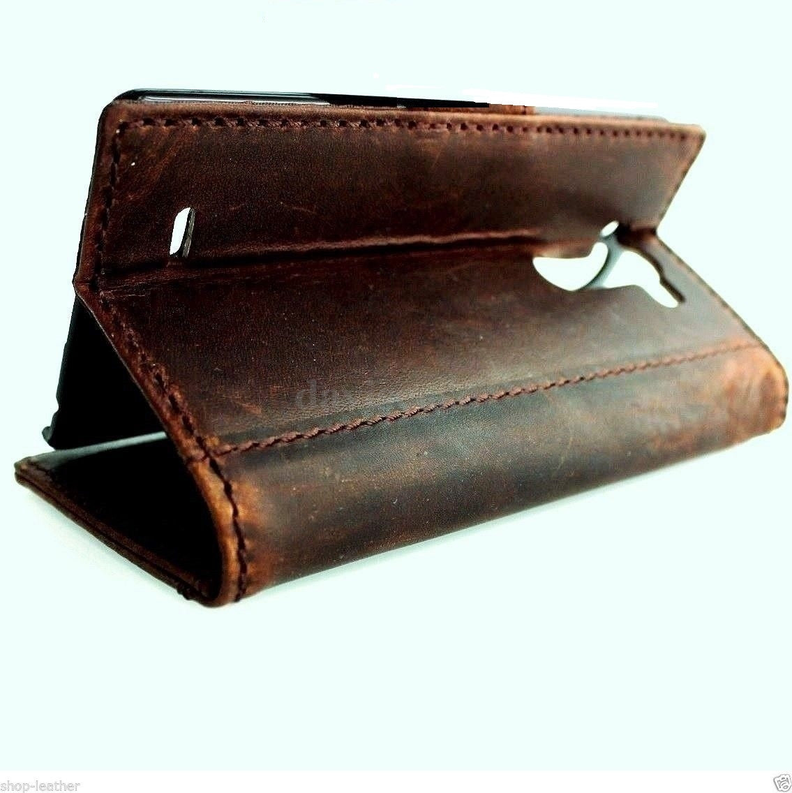 Vintage genuine leather hard case for LG G3 phone, handmade slim book wallet style with premium craftsmanship.