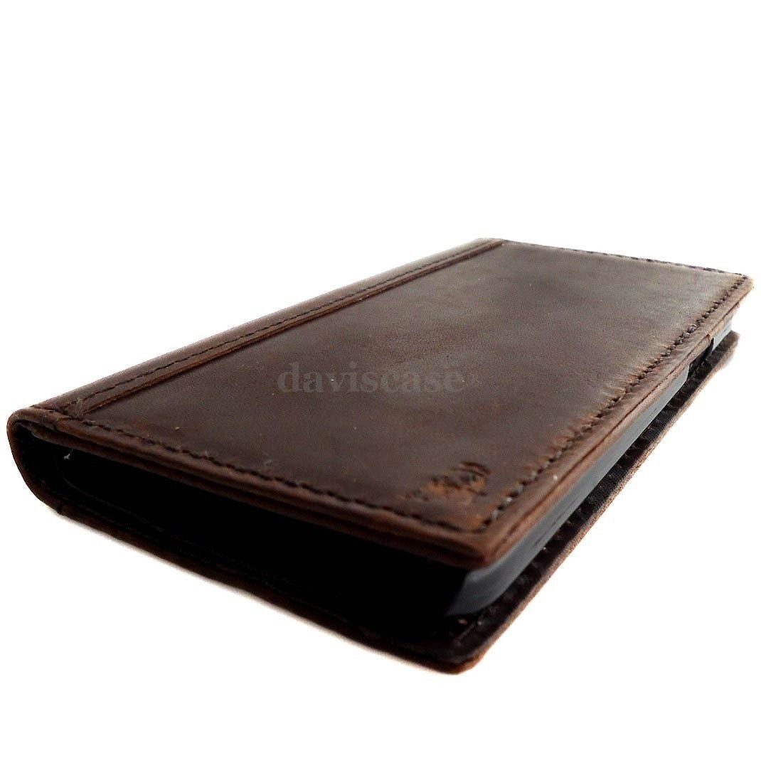 Vintage genuine leather hard case for LG G3 phone, handmade slim book-style luxury wallet with premium craftsmanship.