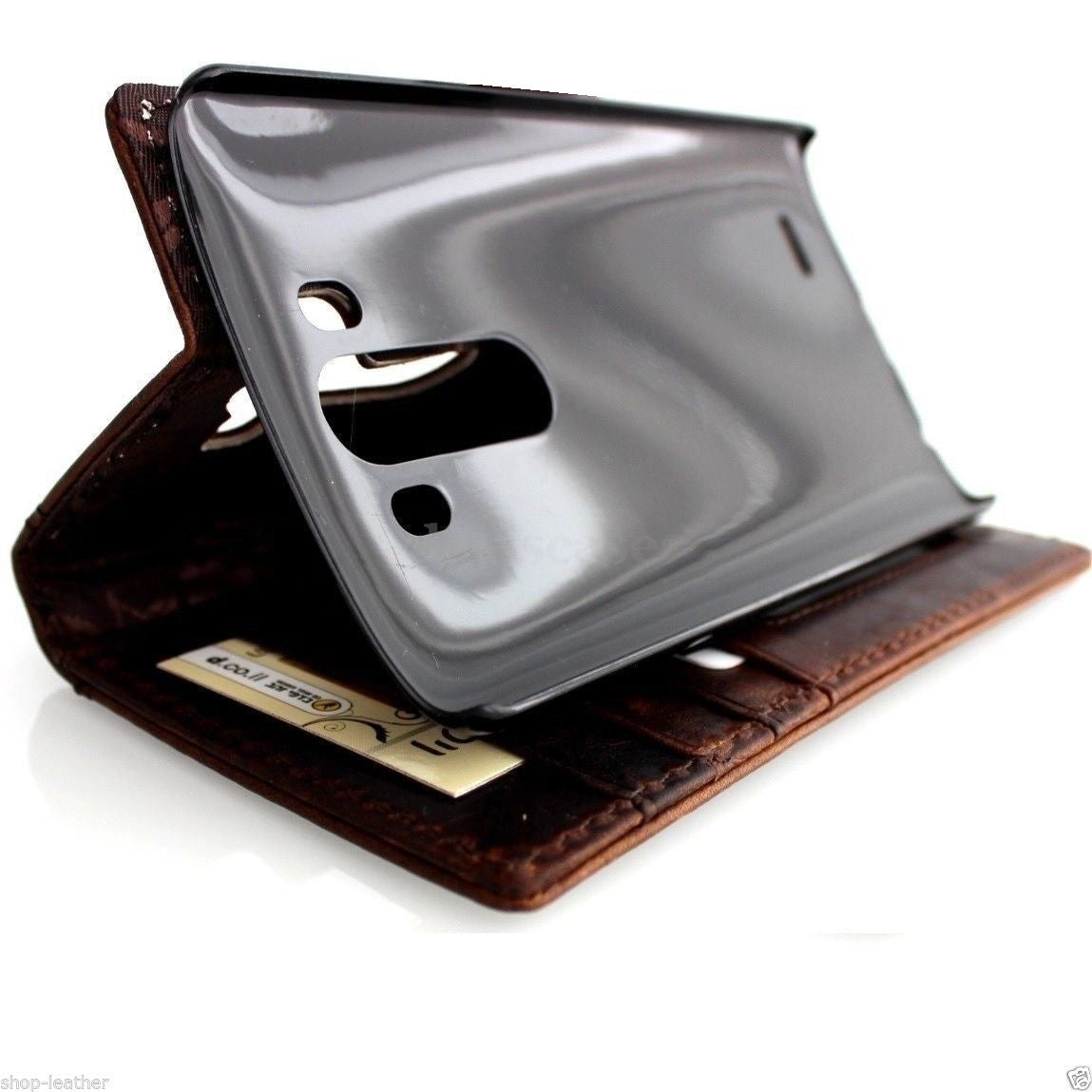 Vintage genuine leather hard phone case for LG G3, slim book style with handmade luxury pro wallet design.
