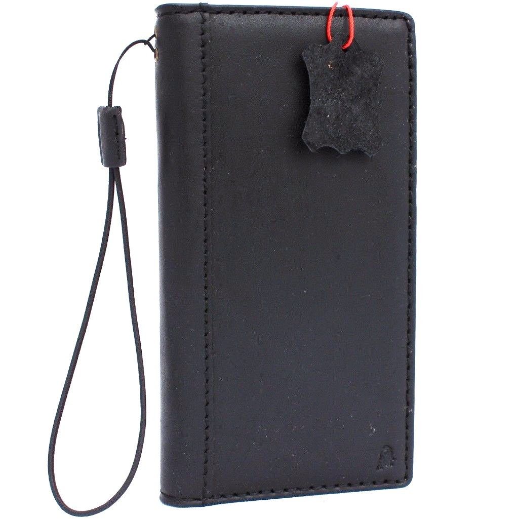 Black genuine vintage leather case for Samsung Galaxy Note 8 with card slots, slim handmade book wallet cover by DavisCase.
