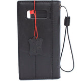 Genuine vintage leather case for samsung galaxy note 8 book wallet cover cards slots black slim daviscase