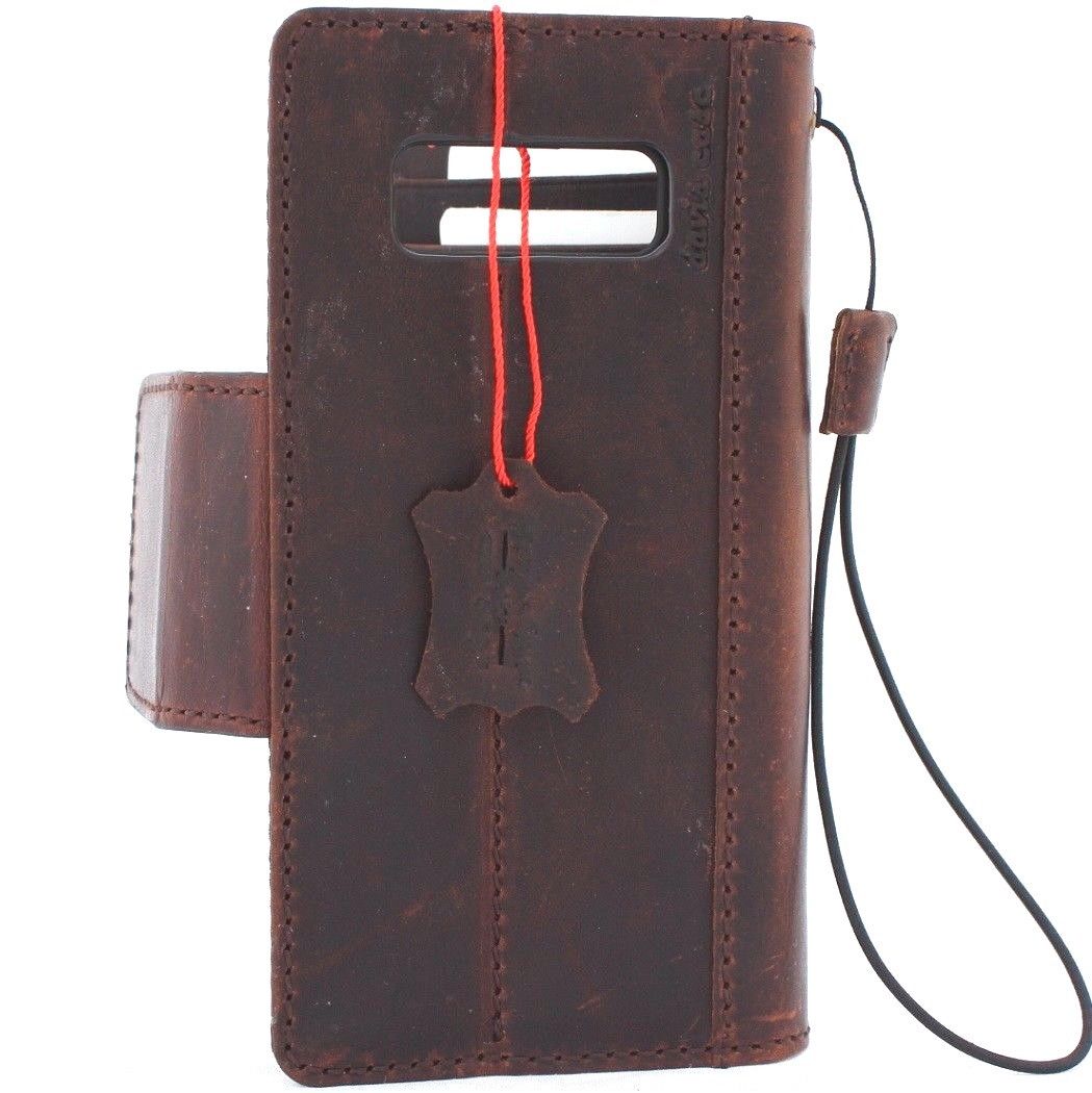 Genuine vintage leather Samsung Galaxy Note 8 wallet case with magnetic closure, card slots, slim design, handmade by DAVISCASE.