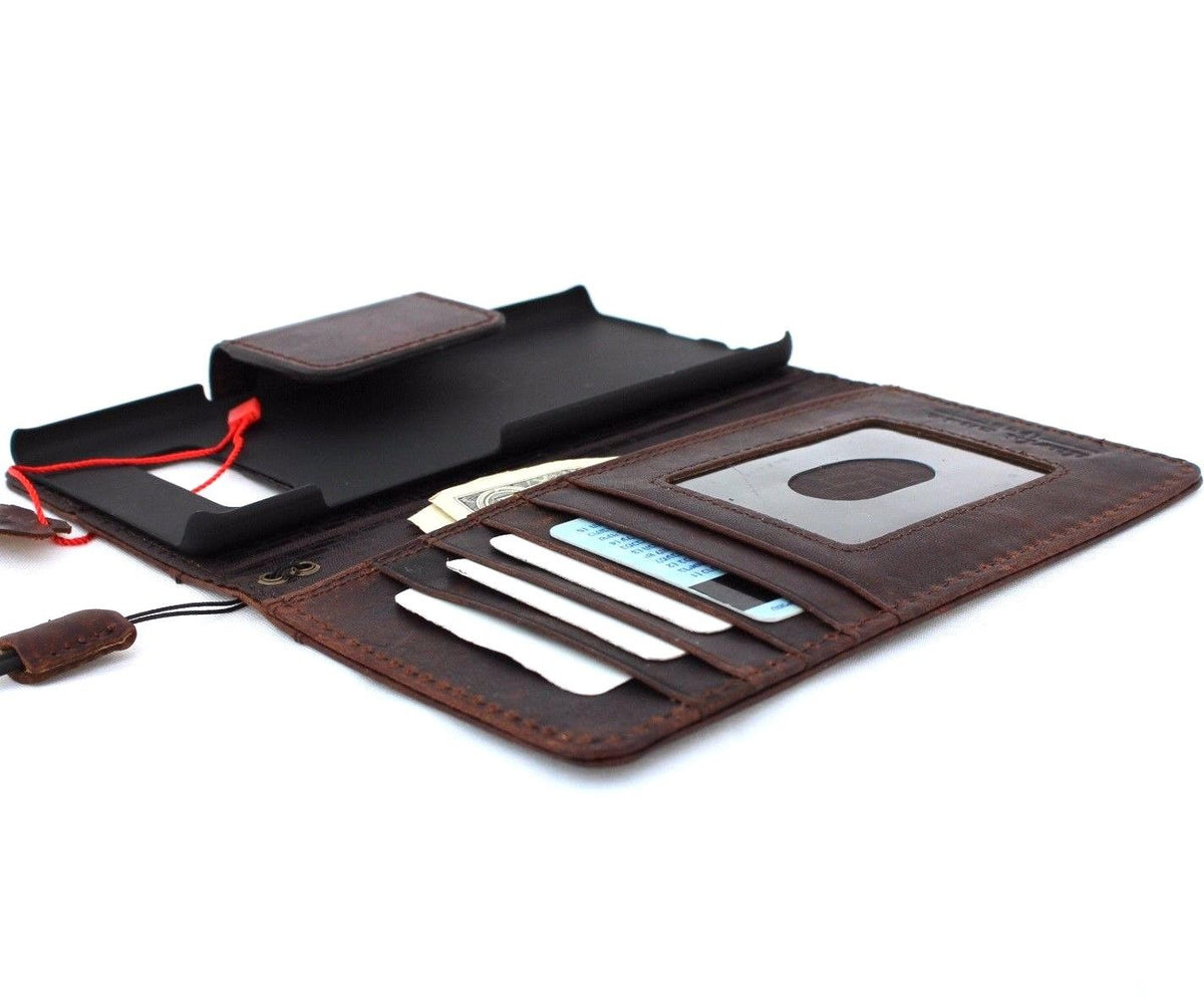 Genuine vintage leather Samsung Galaxy Note 8 wallet case with magnetic closure, card slots, slim holder, handmade by DAVISCASE.