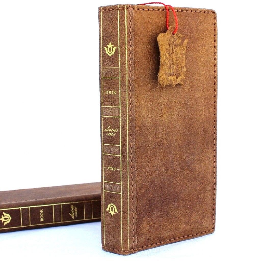 Genuine leather Samsung Galaxy Note 8 Bible wallet case with card slots, slim design, vintage look, and wireless charging compatibility.