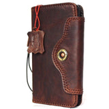 Genuine vintage leather case for samsung galaxy note 8 book wallet closure cover cards slots brown slim strap daviscase 48