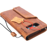 Genuine vintage leather case for samsung galaxy note 8 book wallet magnetic closure cover cards slots brown slim daviscase