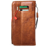 Genuine vintage leather case for samsung galaxy note 8 book wallet magnetic closure cover cards slots brown slim daviscase