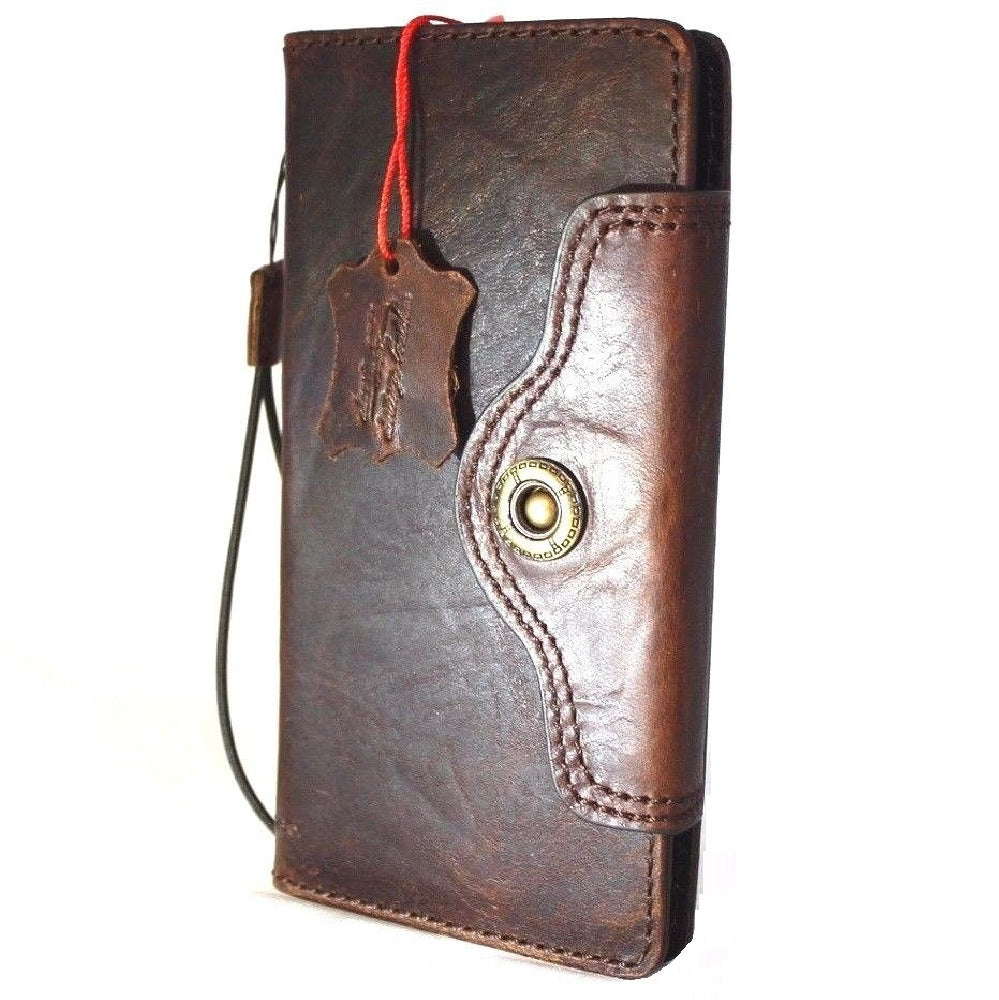 Vintage brown leather case for Samsung Galaxy Note 8 with card slots, book wallet style, slim strap, handmade by vendor-unknown.