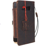 Genuine vintage leather case for Samsung Galaxy Note 8 book wallet closure cover cards slots brown slim strap daviscase