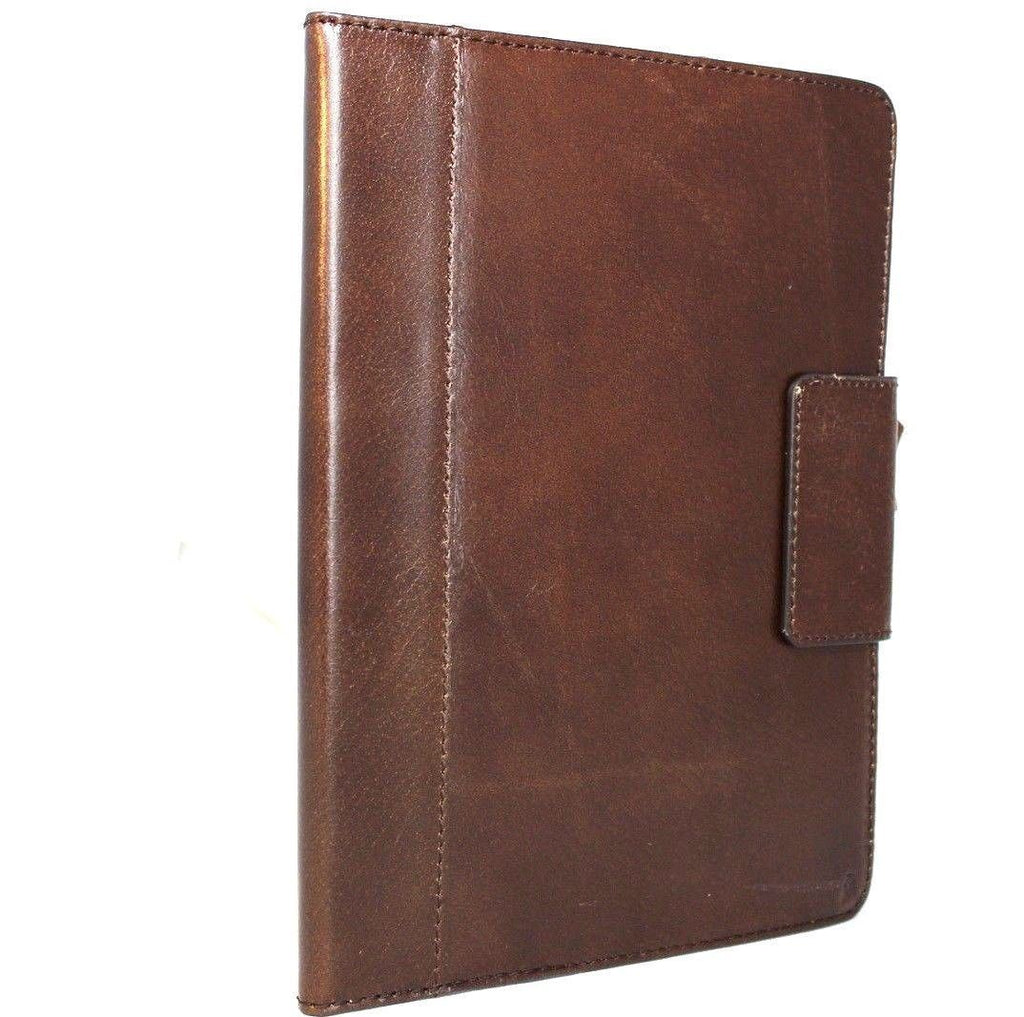 Brown genuine leather handmade iPad Pro 10.5 case by DAVISCASE with stand, credit card slots, slim design, and protective cover.